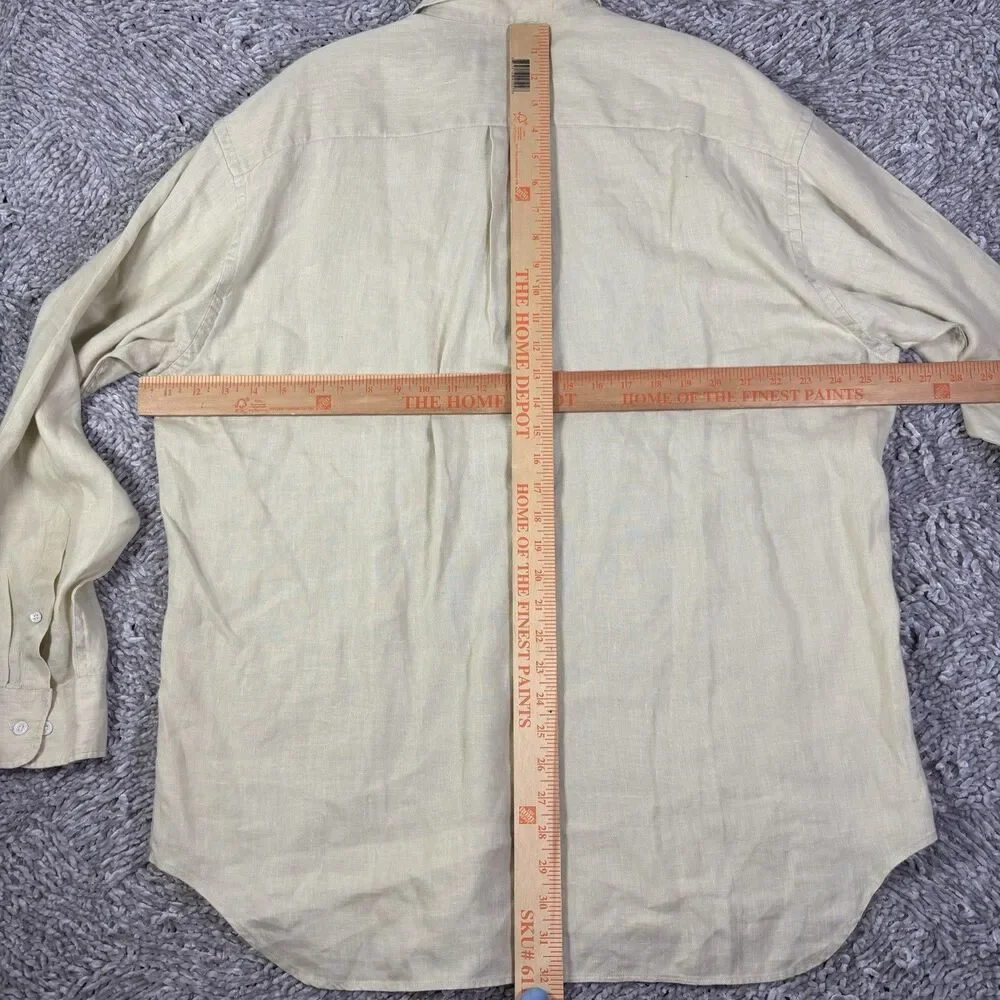 Banana Republic Irish linen Shirt Mens Large Long Sleeve Beige Preppy Summer